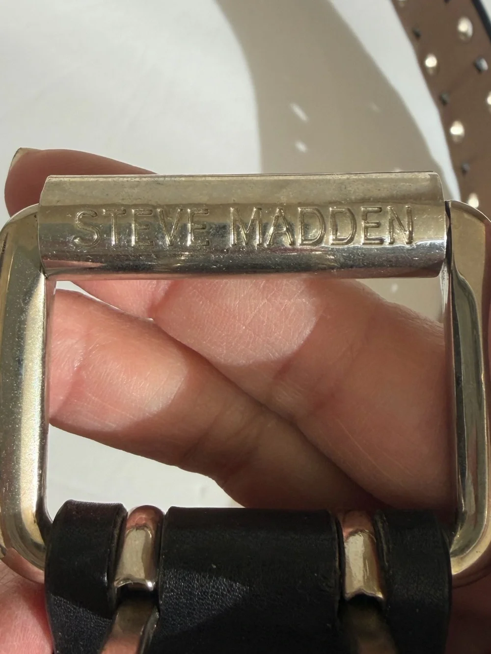 Steve Madden Fashion Double Grommet Belt Unisex Black Silver Punk Goth Rocker